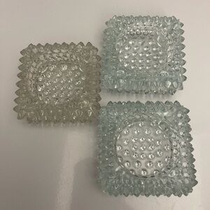 Vintage Fenton Hobnail Clear Salt Cellar Or Tea Light Or Votive Holder Set of 3=